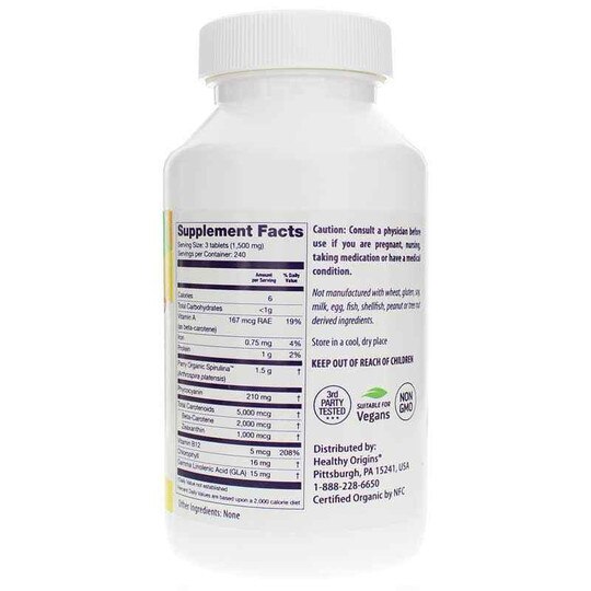 Organic Spirulina 500 Mg, HLO